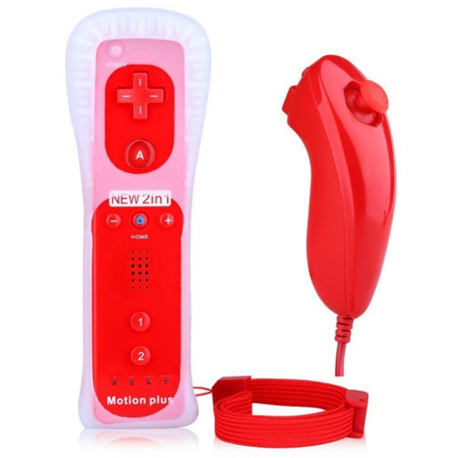 Wii Game Controller Set: 2-in-1 Left & Right Handles with Built-in Accelerator
