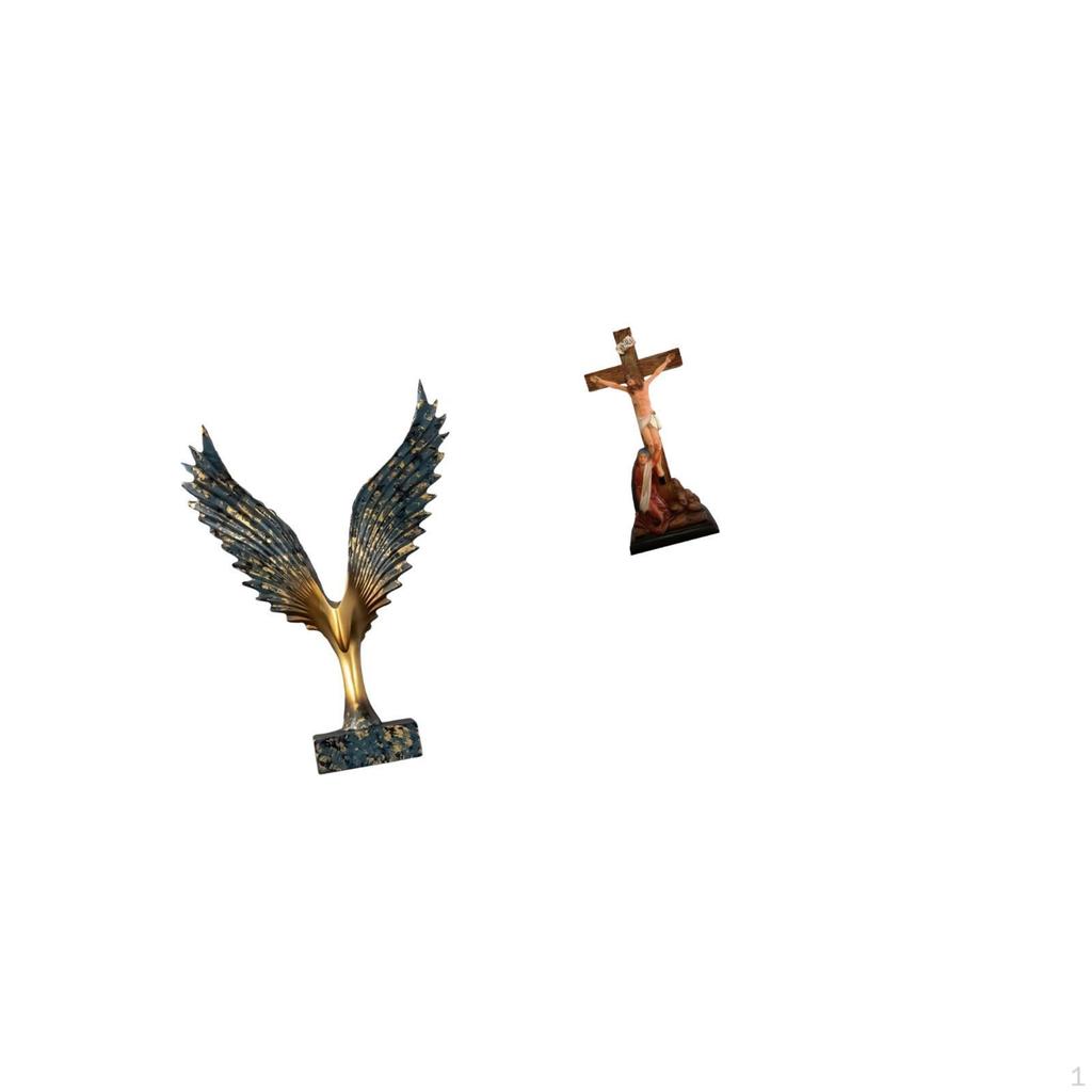 Resin Spreading Wing Statue Sculpture Feng Shui Ornament Decorative Jesus Holy Religious