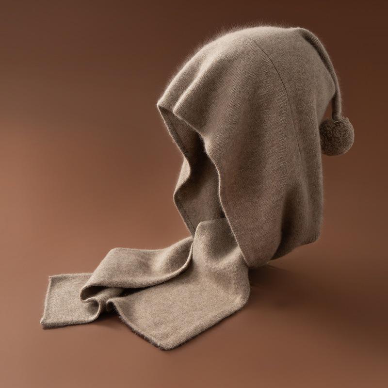 Women's Cashmere Knit Hat & Scarf Set - Stylish, Versatile, Warm Neck Protection Accessory