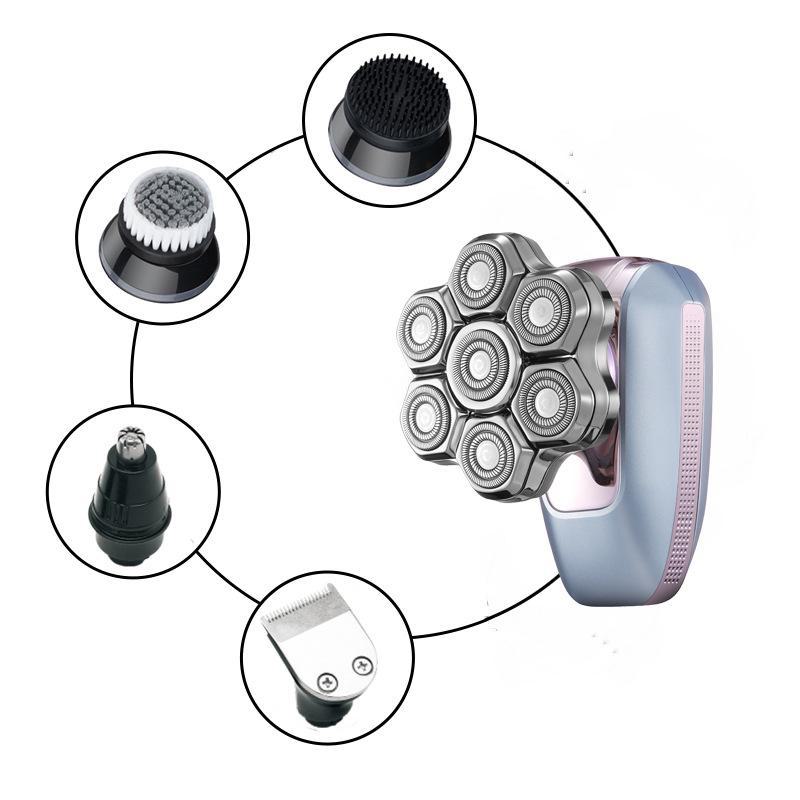 Rechargeable Waterproof 7-Blade Balding Razor Set