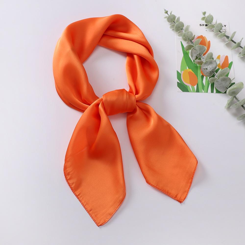 Solid Color 70 Small Square Scarf Monochrome Scarf Sunscreen Tied Hair Thin Monochrome Silk Scarf With Simple Temperament