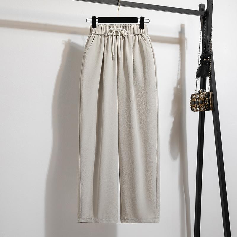 Dimanaf Summer 2025 Plus Size Women High Waist Wide Leg Pants Loose Basic Elastic Harem Pants Casual Long Trousers