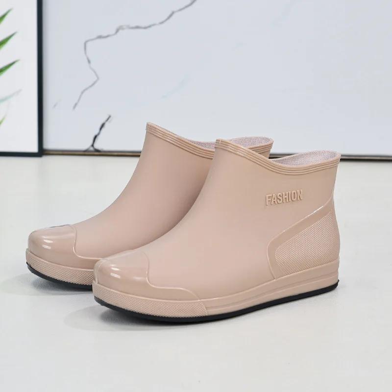 

Женские короткие резиновые сапоги Водонепроницаемые Нескользящие ПВХ Верхняя одежда Обувь Теплые ботильоны Обувь-чехлы Слипоны Модная взрослая обувь 36 хаки