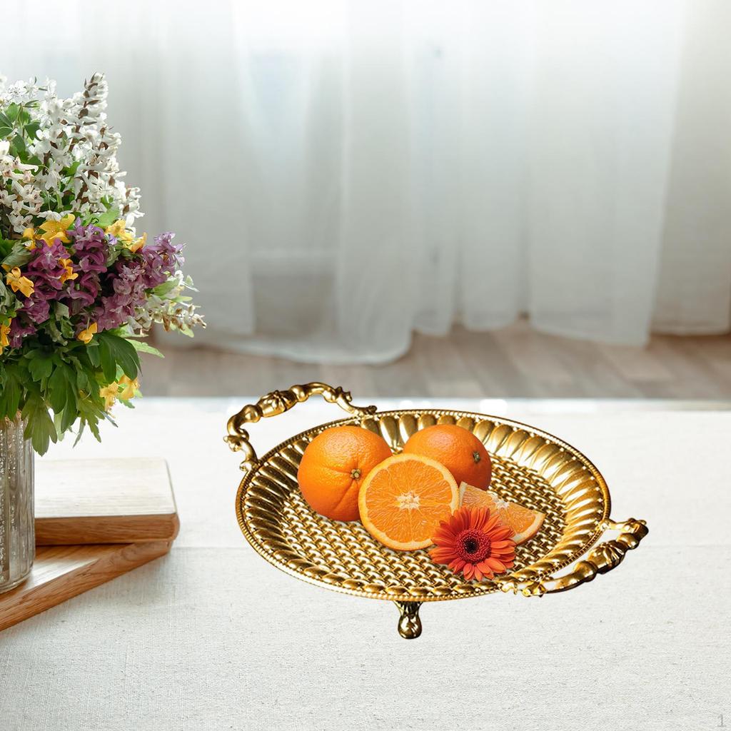 Fruit Plate Appetizer Platter Countertop Elegant Metal with Handles Serving Tray for Dinner Snacks