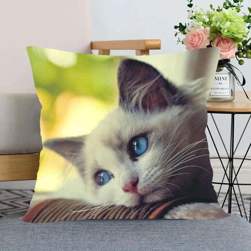 

Милая наволочка для кровати с изображением животных для автомобиля, дивана, домашнего питомца, кошки, наволочка с принтом 45x45cm