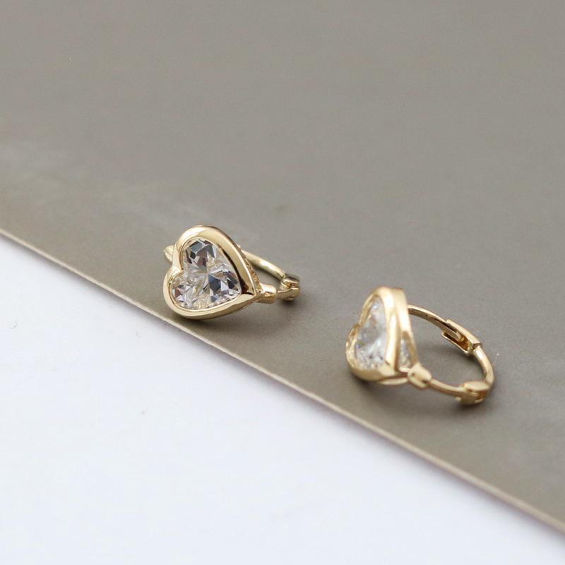 18K Gold-Plated S925 Sterling Silver Heart Earrings with Zircon Inlay for Women 18K Gold Pair
