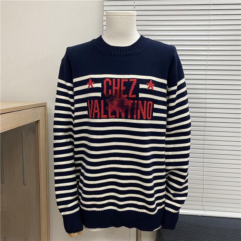 Höst/Vinter Unisex Lös Jacquardtröja med Broderat Bokstavslogotyp och Rund Hals