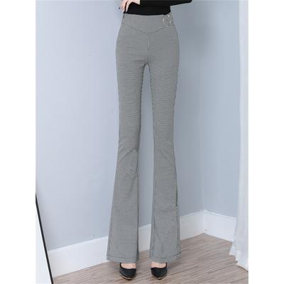 Micro Flare Hosen Plaid Hohe Taille Drapieren Muster Volle Druck Hosen Frühjahr Neue Dünne Casual Hahnentritt Frauen Hosen Chic vintage