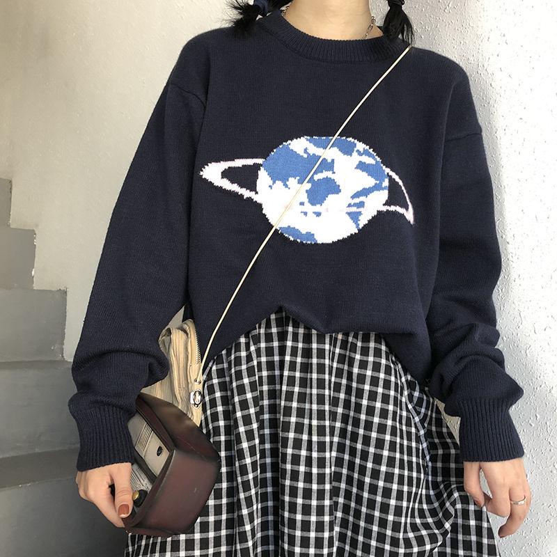 

Осенний Зимний Теплый Свитер с круглым Вырезом Женский Свободный Длинный Рукав Трикотажный Повседневный Свитер