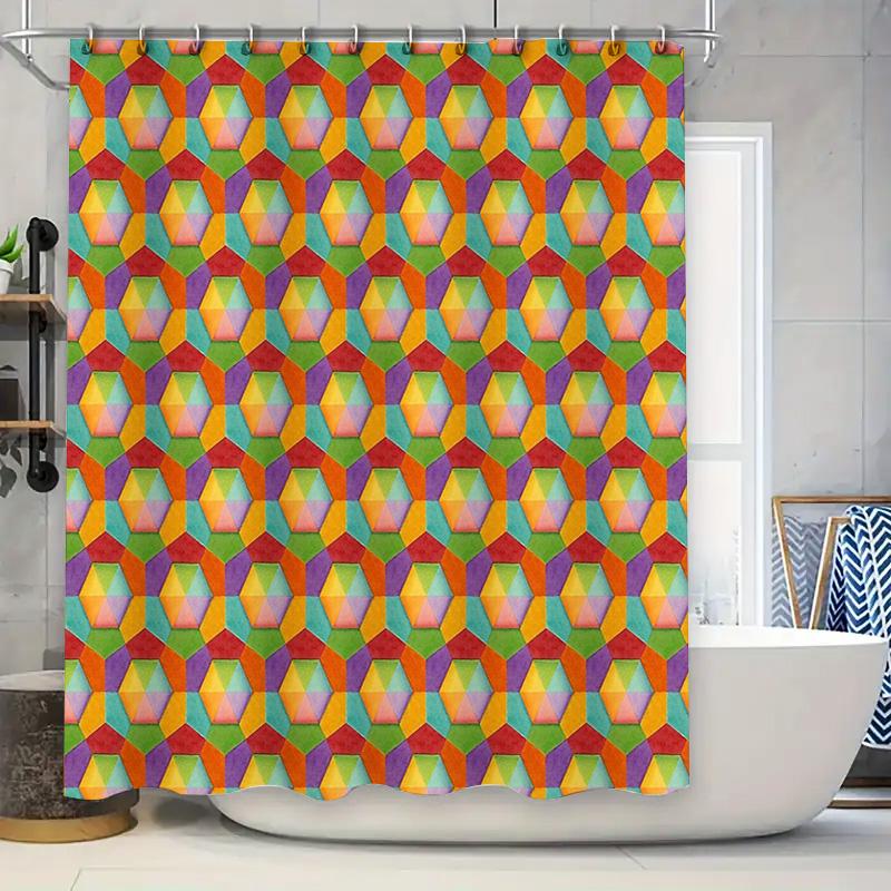 

Geometric Shower Curtain Modern Abstract Art Bathroom Decor Waterproof Fabric Backdrop Unique Pattern Home Textile Washable Line W60H190(CM)-1 Pcs