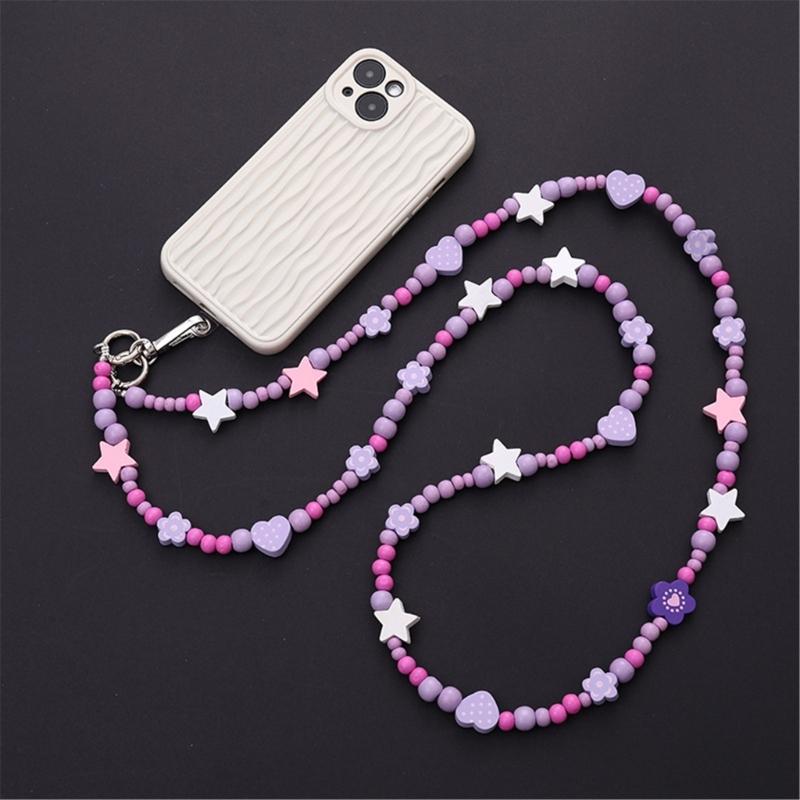 Phone Lanyard, Universal Bead Chain Neck Straps for Phone Case Crossbody Phone Lanyards with Patches for Most Phone