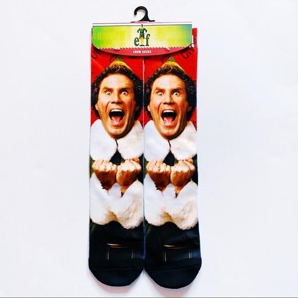 Buddy the Elf Movie Christmas Crew Socks OMG SANTA M