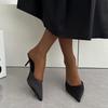 Mode 2025 Übergröße Damen Schuhe Geschlossene Zehen Damen Hausschuhe Mode Kleiderhausschuhe Damen Einfarbig Spitz Zehen Dünne Absätze Damen Sandale