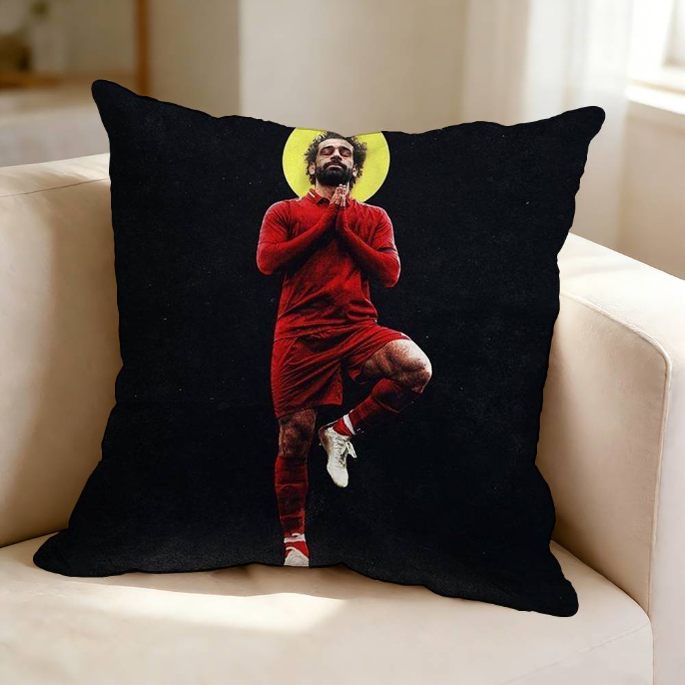 Football player MMohamed Salah Square DoubleSided printed Pillow Case Bedroom Bedside Pillow Sofa Cushion Cover