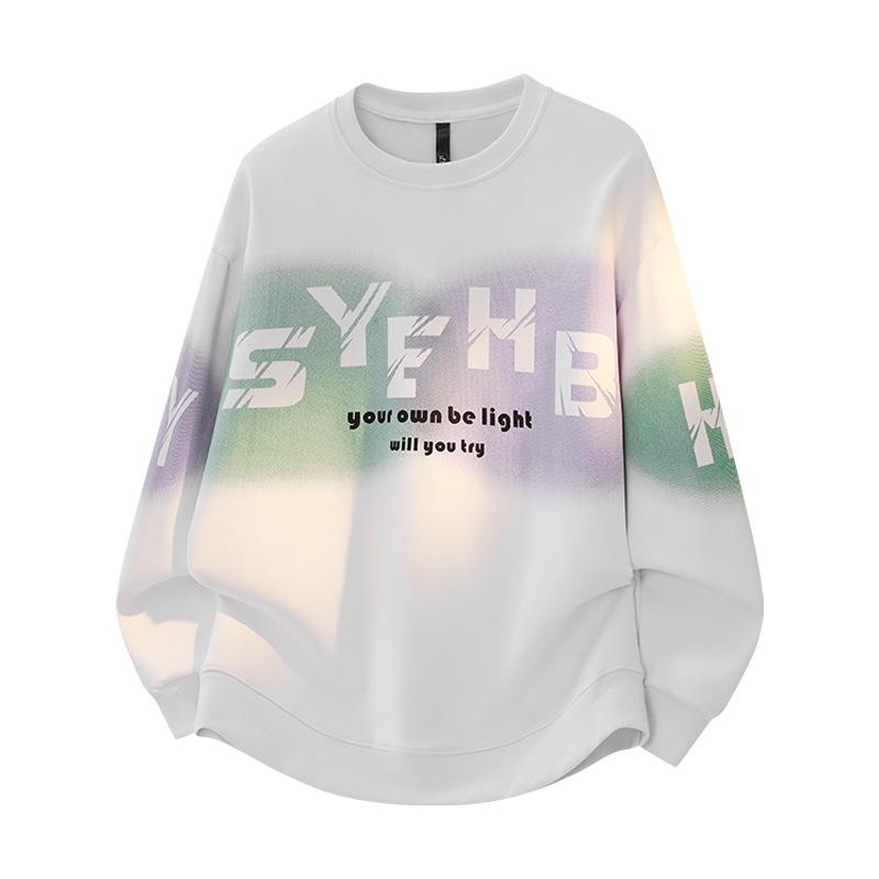 Large Print Hoodie for Men In Spring and Autumn, Loose and Casual Round Neck Pullover, Long Sleeved T-shirt