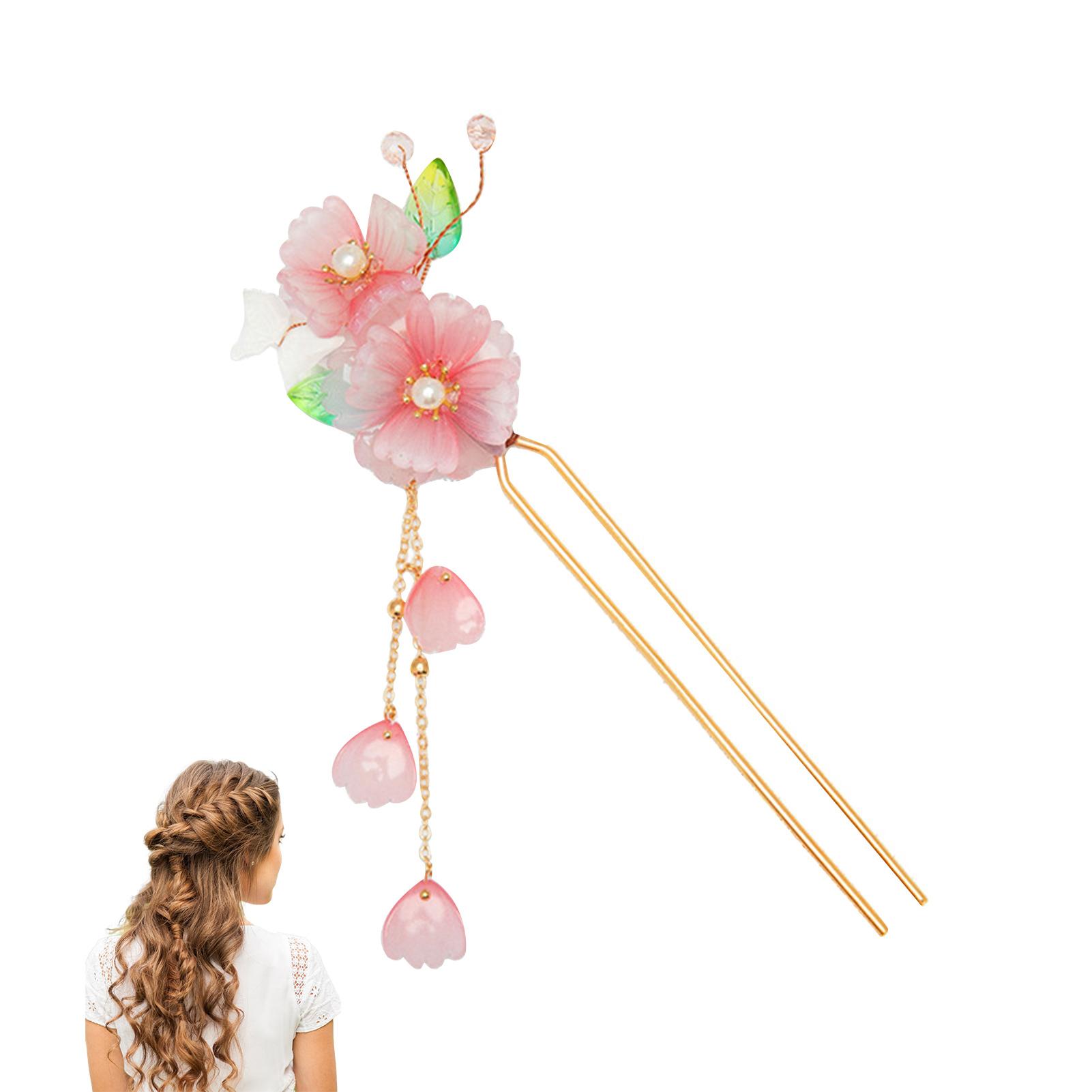 Women Elegant Hair Chignon with Tassel Neo-Chinese Style Cheongsam Hair Chopsticks for Hair DIY Accessory Hair Styling
