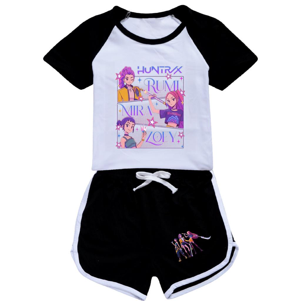 5021 Kids Girls POP Rumi Zoey Mira Print T-shirt Shorts Sport Tracksuit Clothes Set