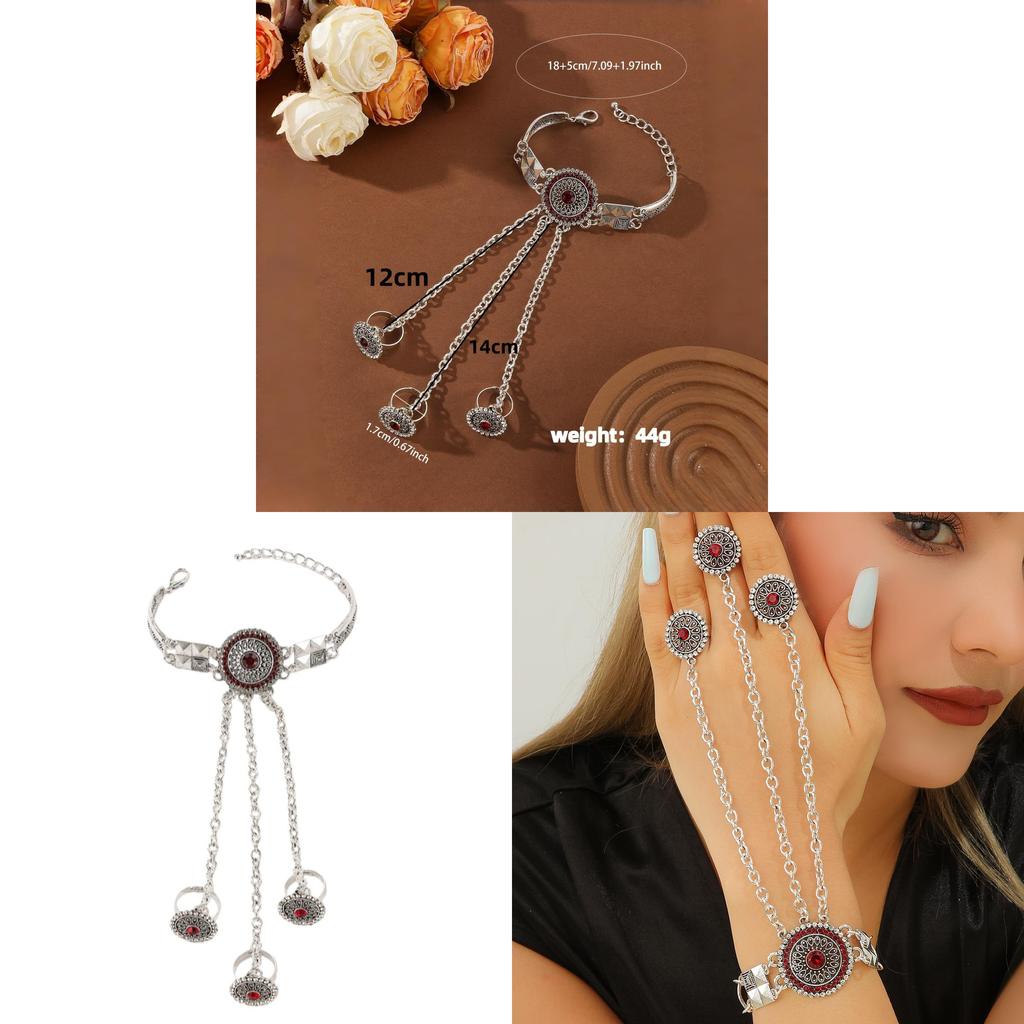 Vintage Geometric Hand Jewelry With Rhinestone Embellishments For Women