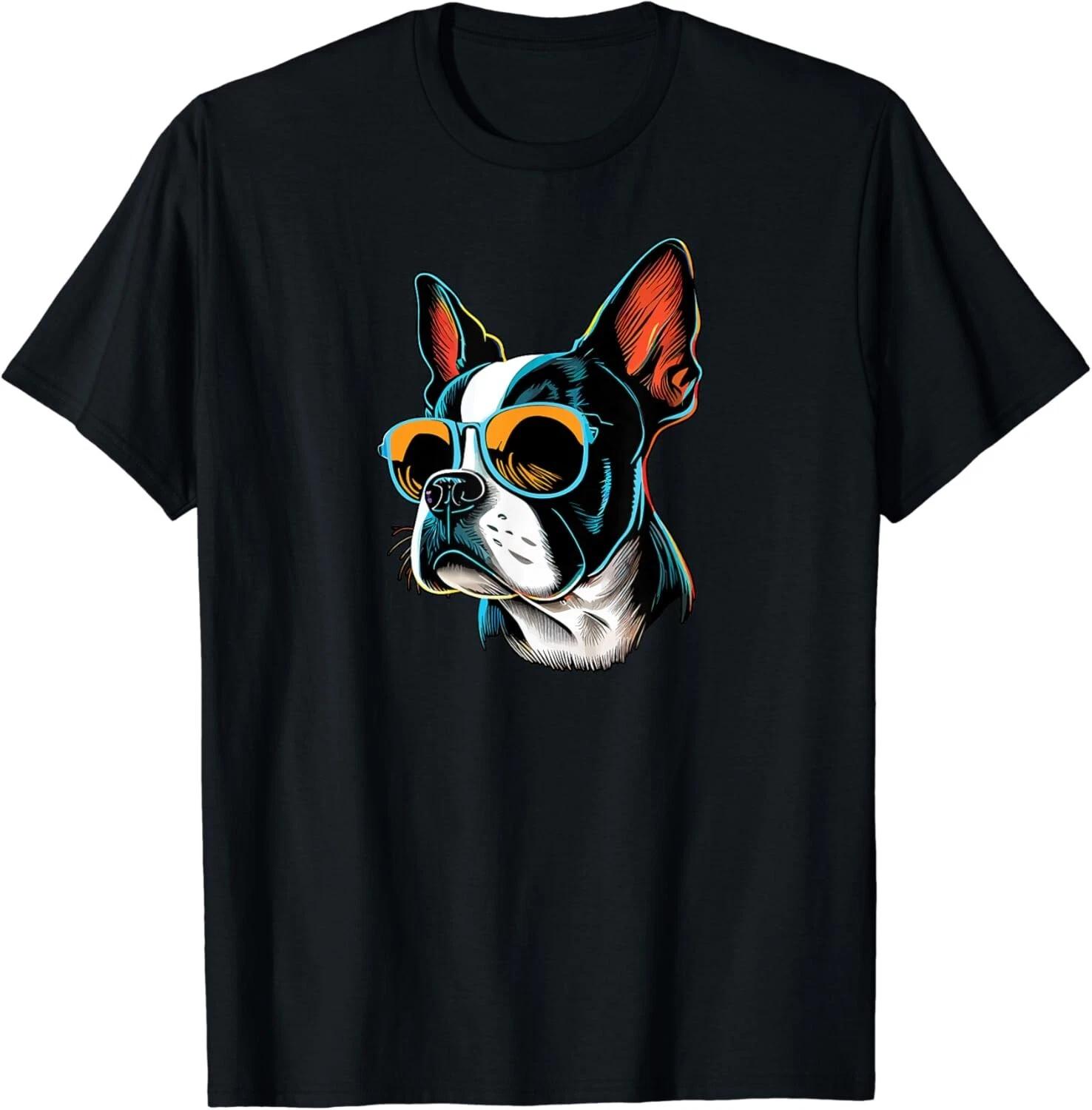 Dad Mom Cool Dog Sunglasses - Boston Terrier Gift Unisex T-Shirt S