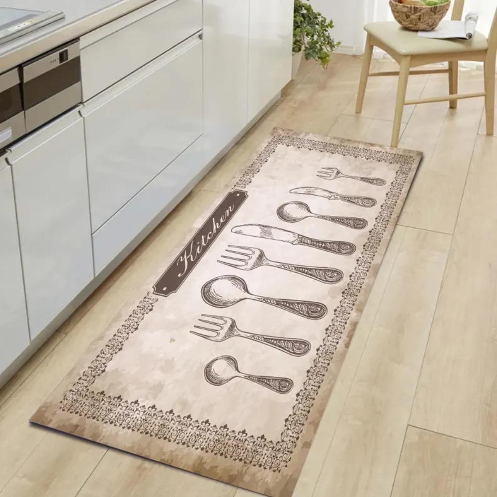 Kuchyňský kreslený zvířecí koberec podložka rohožka - Vzor příborů bytová dekorace s designem lásky k kuchyni ložnicové koberce do obývacího pokoje