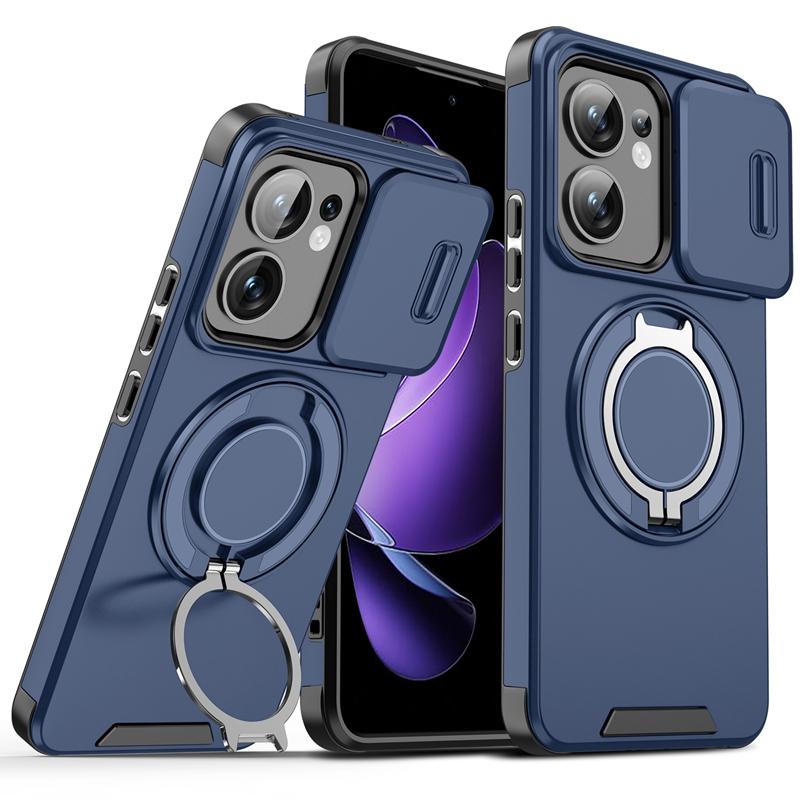 Armor Shockproof Magnetic Ring Stand Holder Case For OPPO Reno 13 13F 13 F Reno13 Pro 5G Slide Lens Protect Cover