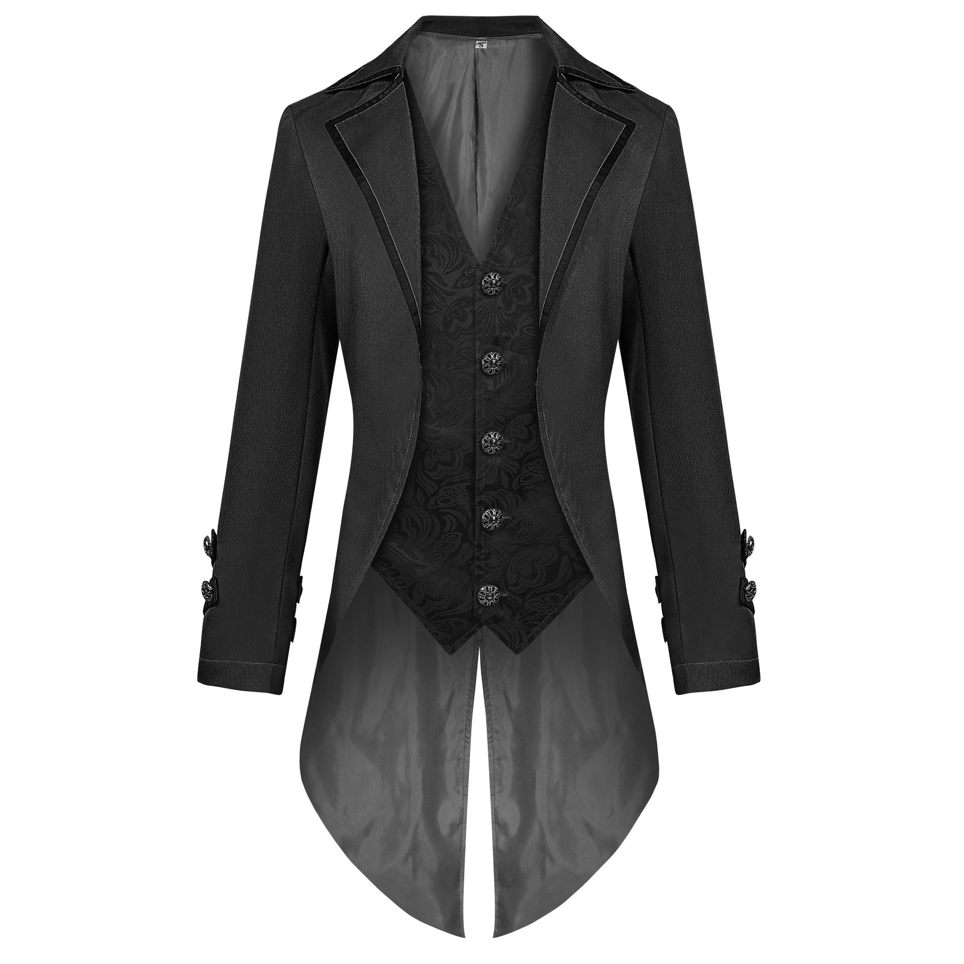 

Средневековая ретро-одежда викторианский пиратский костюм вампира мужской стимпанк готический фрак куртка M чёрный