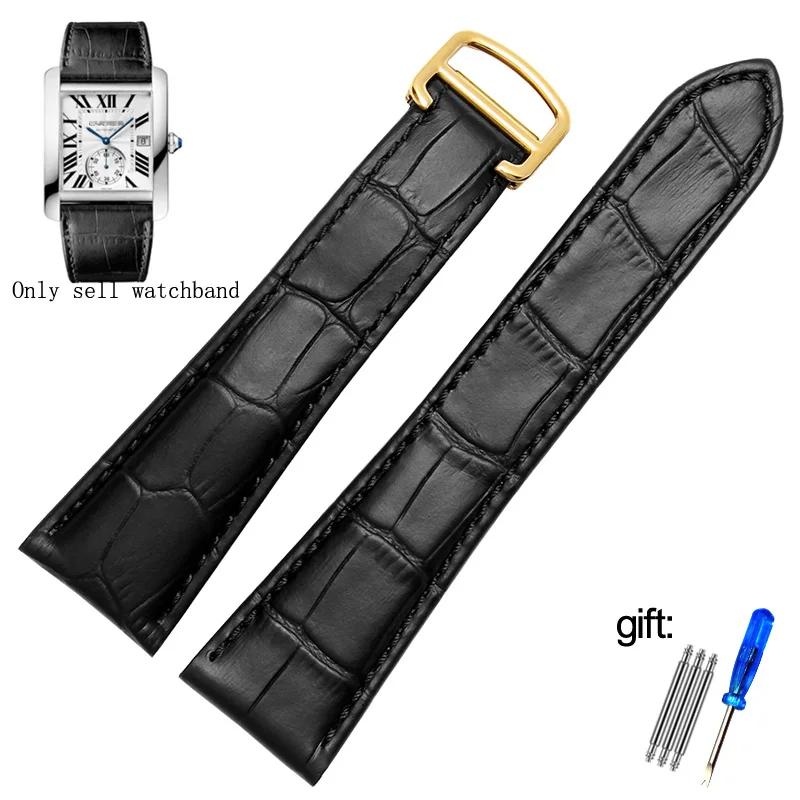 Watch Strap For cartier tank calibre series  Genuine Leather Mechanical Watch  men's and women's 20mm 22mm 23mm 25mm watch band