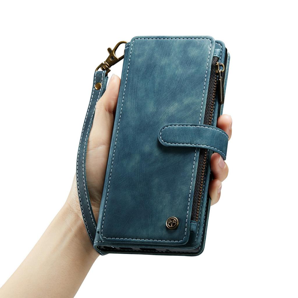 For Samsung Galaxy S24+ Phone Cases with Strap CASEME C30 Zipper Multiple Card Holder PU Leather Cover
