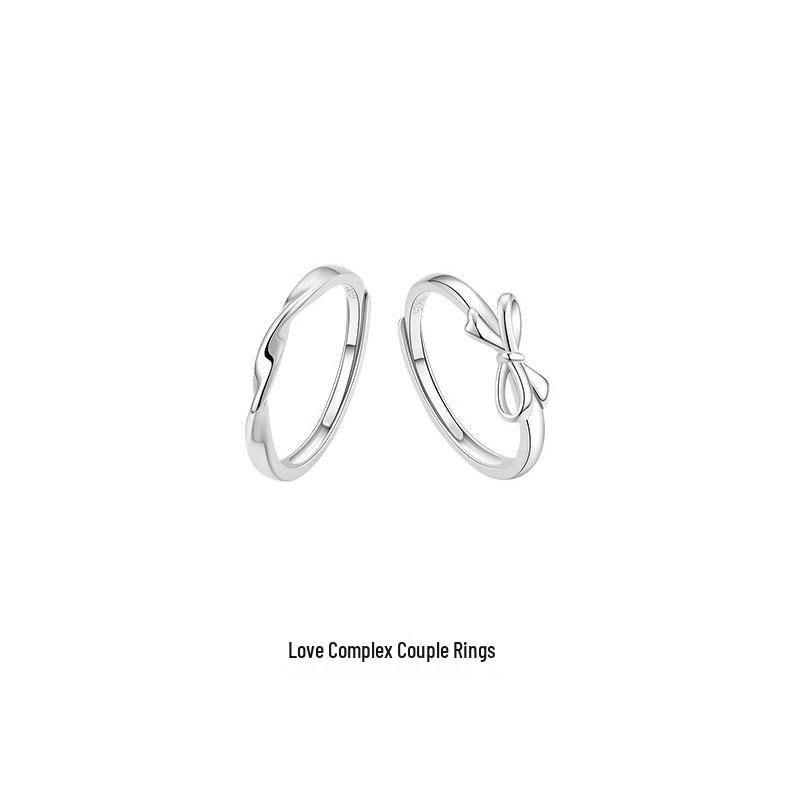 999 Silber Schleife Partnerringe für Männer & Frauen: Trendige Eheringe in leichtem Luxus, perfektes Geschenk zum Geburtstag oder zu Weihnachten für die Freundin.