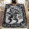 1pc Gothic Krampus Flannel Blanket Throw for Sofa Bed Air Conditioning Camping Black White Folklore Themed Gift