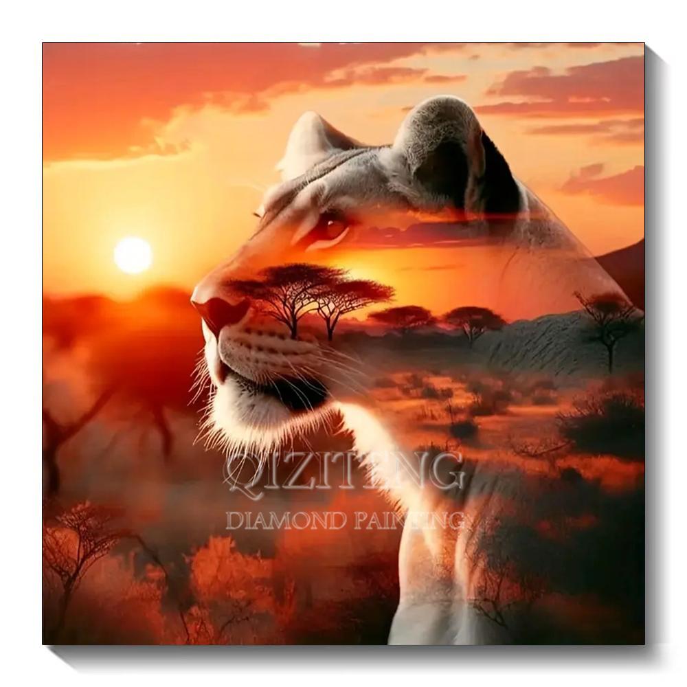 Diamond Painting Sunset Elephant Handmade 5D Diy Full Kits Diamond Mosaic Reflection Art Kit Handmade Home Decor New Arrivals