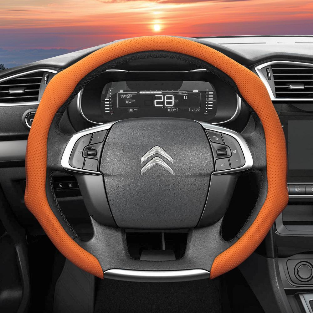 Suitable for Citroen Perforated Leather Steering Wheel Cover C3 C4 X Berlingo C5 Aircross Jumper SpaceTourer Ami X Red Black