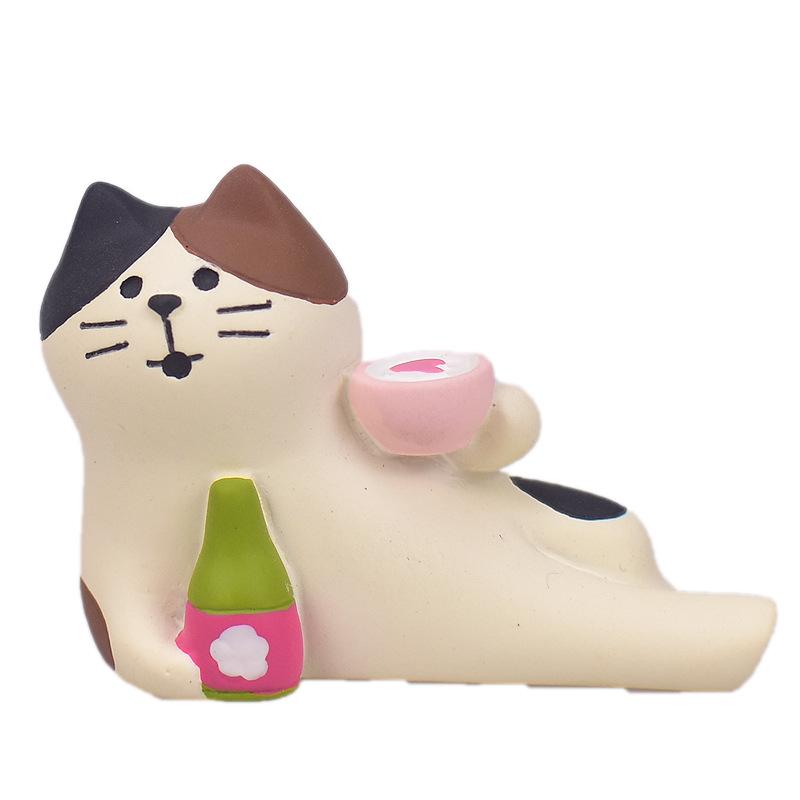 Zakka Travel Cat Cherry Blossom Appreciation Party Mount Fuji Cat Ornament Shooting Props Miniature Resin Small Ornament Gift