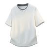 Men's Loose Short-sleeved T-shirt Knitted Ice Silk Sweater Contrasting Color Short-sleeved T-shirt
