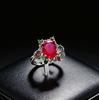 Jewelry Simulation 8 * 10 Egg Ruby Emerald Ring High Sense Cultivation Gemstone Ring Women
