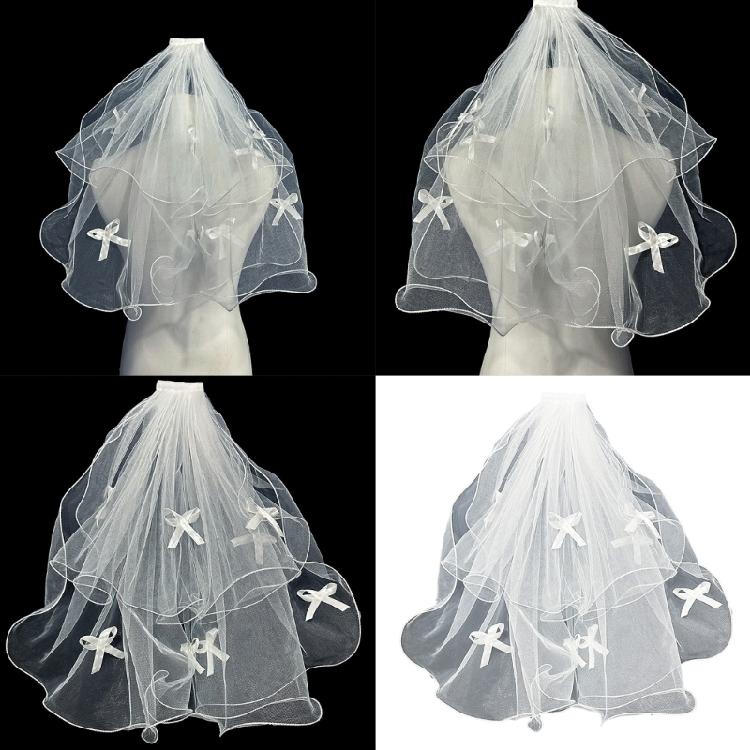 Girls Bowknot Bridal Veil for Girls Studded Bows Bridal Veil Detail for Evening Dinner Dress Stylish Outfits