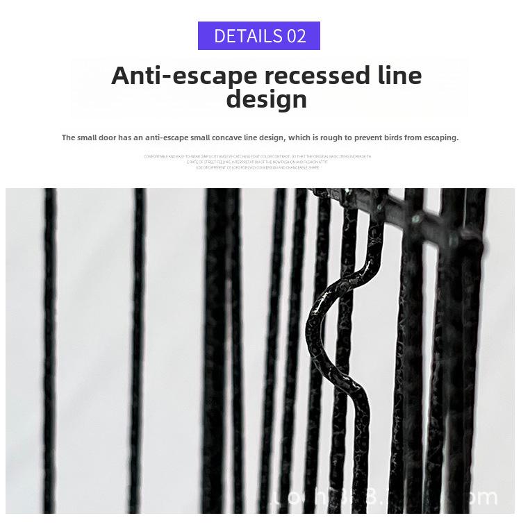 Grande Cage à Oiseaux pour Perroquets et Mynas - Design Phénix Noir