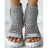 Fashion 2025 Hot Seller New Gold Knitted Sandals for Women Braided Elastic Summer Shoes Mesh Flat Bottom Hollow Out Female Sandals