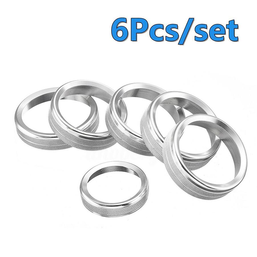 6x For 16-18 Ford F150 Air Conditioner Audio Switch Knob Ring Cover Trim Silver