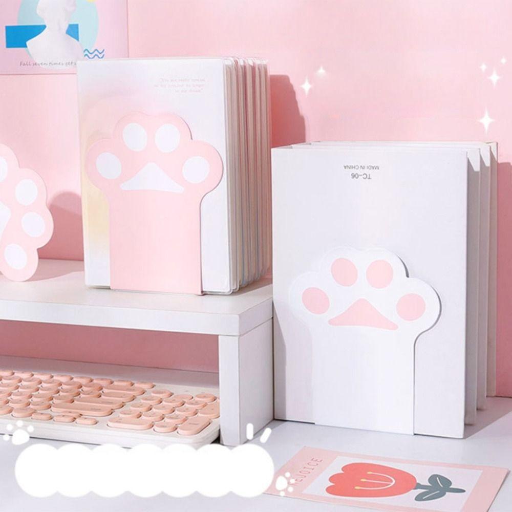 2X Cartoon Paw Book Storage Rack Non-skid Book Ends Durable Bookend Stand Holder  Home