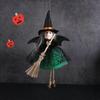 Halloween Ghost Witch Pendant with Broom and Gauze Skirt - Hanging Decoration Toy