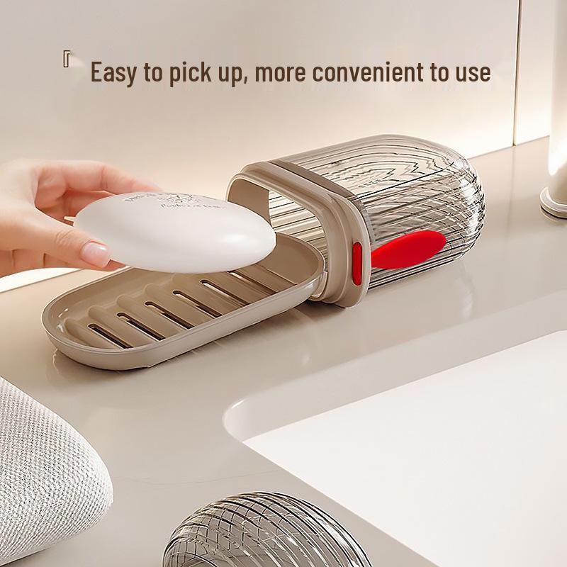 Portable Double-Layer Soap Box with Lid - Compact Travel Soap Holder