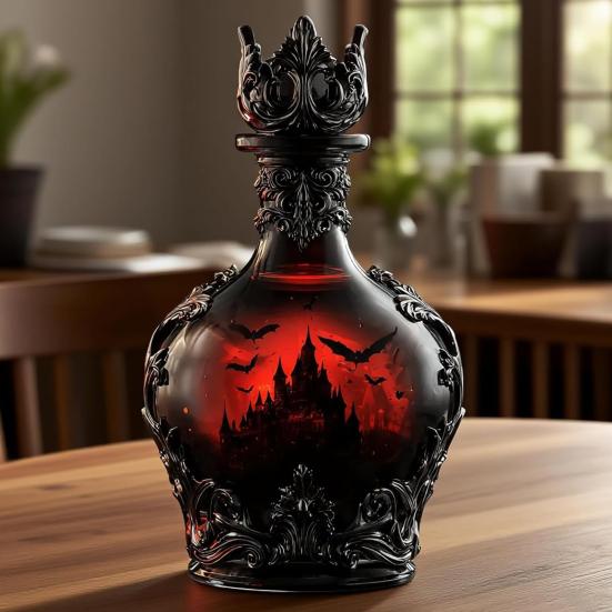 Halloween Whiskeyflaske Gotisk Magisk Drikk Stil Glass Whiskeykaraffel Flaske for Samlere Pappa Ektemann Gaver Høytid Bardekor