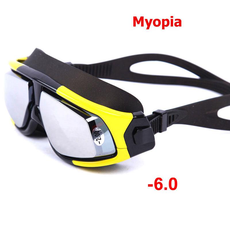 Herren Damen Schwimmen Antibeschlag UV-Schutz Dioptrien Schwimmbrille mit Sehstärke Wasserdicht Großer Rahmen Kurzsichtigkeit Schwimmbrille