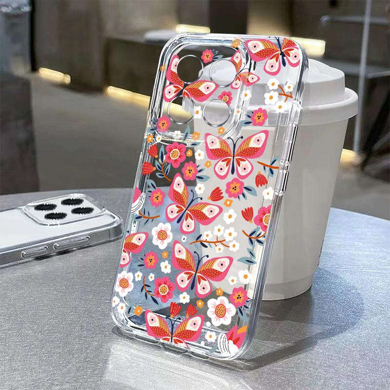 Creative Butterfly Flowers Pattern Case For Xiaomi Redmi Note 15 Pro 4G Funda Redmi Note 14 13 Pro 5G Clear Silicone Soft Cover