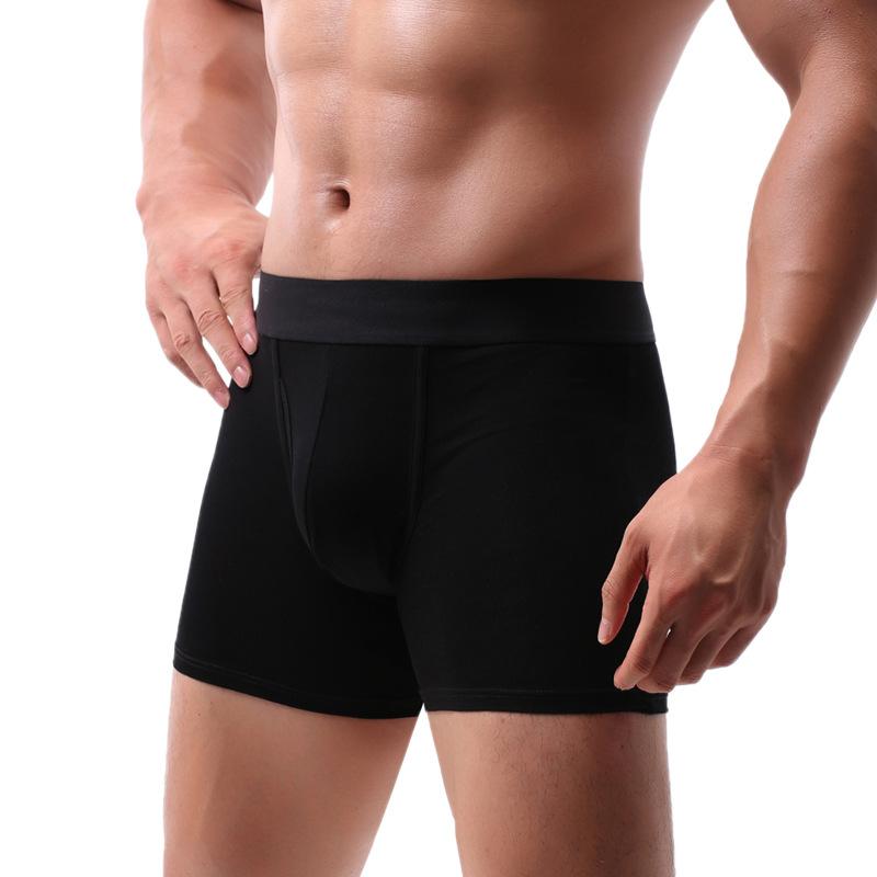Men's Open-Crotch Briefs, Extended Length Athletic Boxer Briefs, Solid Colour Shorts