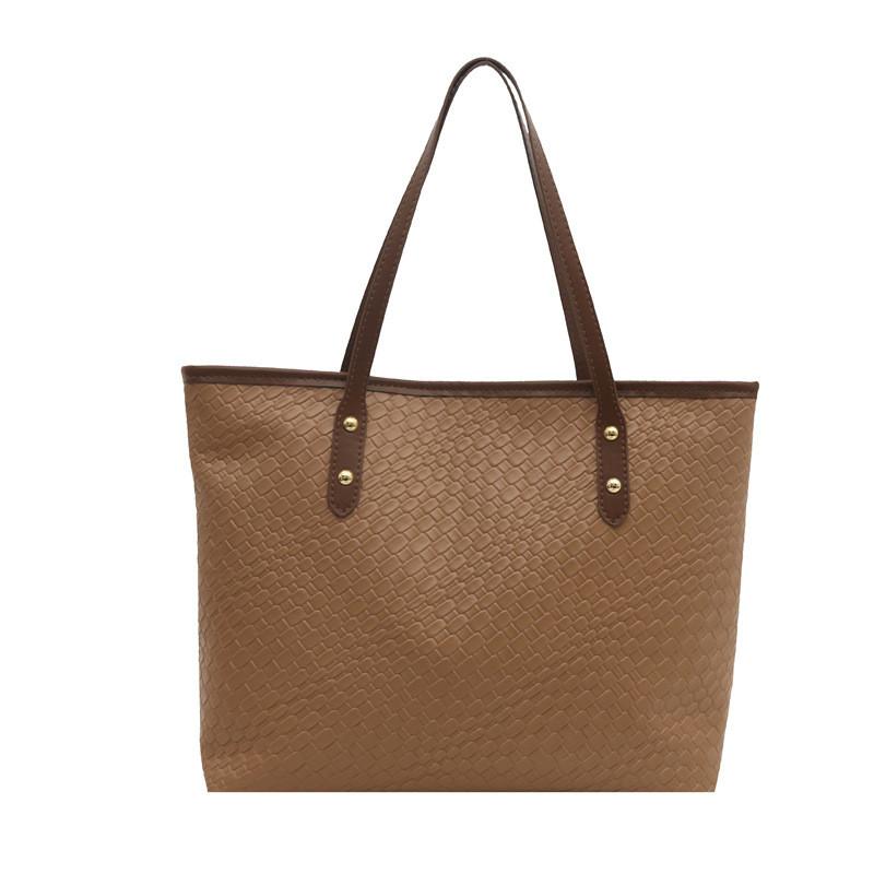 Minimalist Large Capacity Woven Handheld Tote Bag For Daily Use In Pu Material