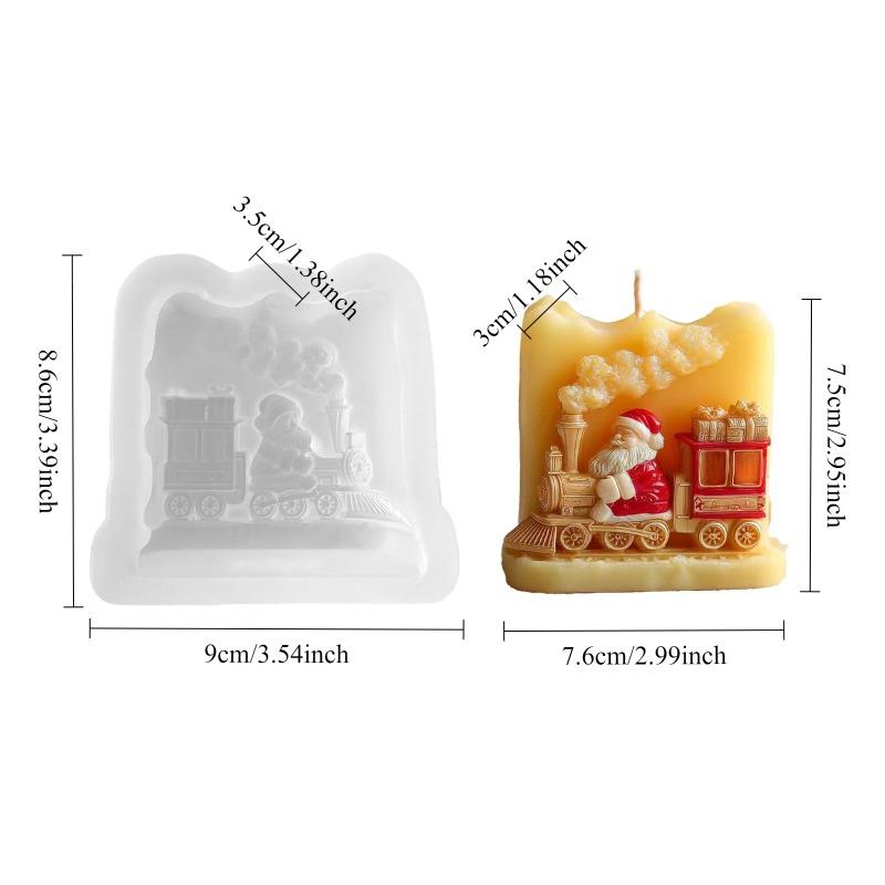 

Driving Train Santa Claus Silicone Candle Mold - DIY Christmas Gift Aromatherapy Gypsum Craft Soap Mold, Holiday Party Gift