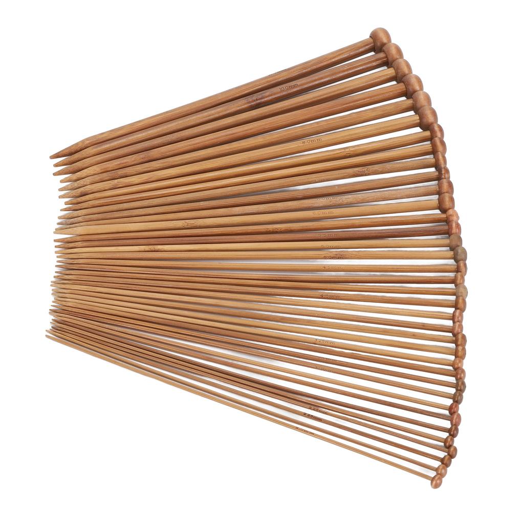 36pcs Bamboo Knitting Needle Straight Single Point Carbonized Knitting Needle for Beginners 9.8in