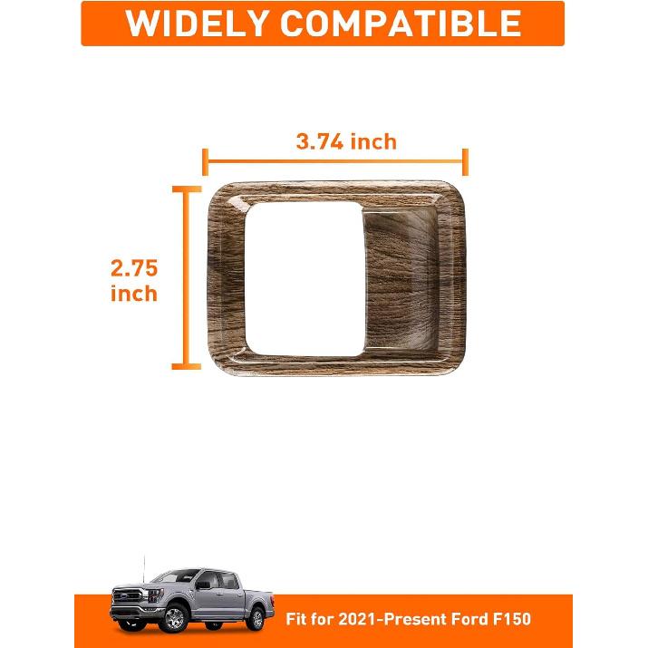 Savadicar Wood Grain Interior Accessories - Electronic Parking Brake Switch Trim Cover for Ford F150 (2021-present) - Premium Texture Interior Decor